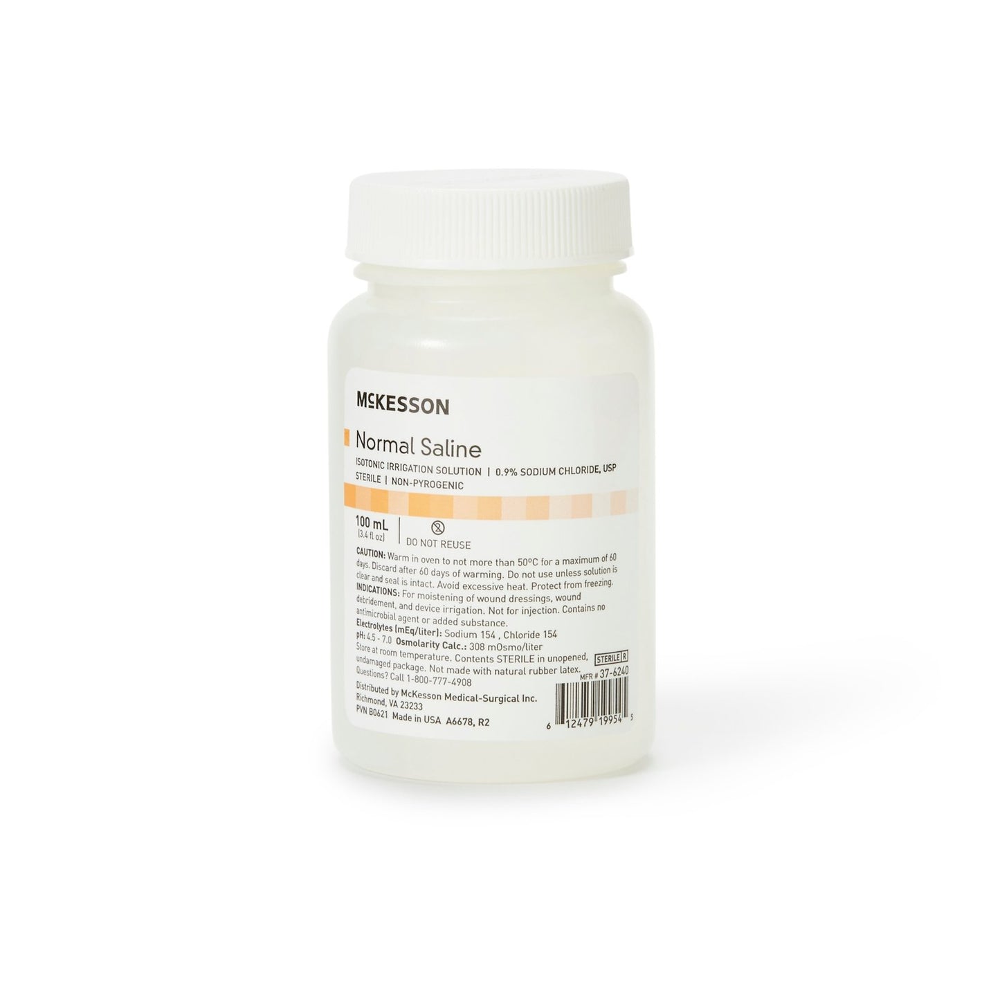 OTC McKesson 0.9% Sodium Chloride Not for Injection Bottle, Screw Top 100 mL