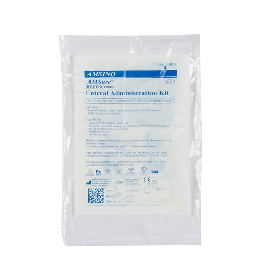 Amsure EnFit Enteral Pump Bag Set w/ Transition Connector1200cc 30ea/cs