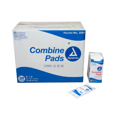 Combine Pads 1/pouch - Sterile, 5" x 9" (20 EA PER BOX, 20 BOXES PER CASE)