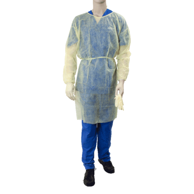 Isolation Gown Fluid Resistant, Yellow, Large (5 EA PER BOX, 10 BOXES PER CASE)