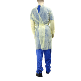 Isolation Gown Fluid Resistant, Yellow, Large (5 EA PER BOX, 10 BOXES PER CASE)