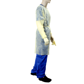 Isolation Gown Fluid Resistant, Yellow, Large (5 EA PER BOX, 10 BOXES PER CASE)