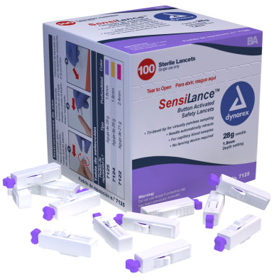 Button Activated Safety Lancets - Sterile, 28G- 1.8 mm (100 EA PER BOX, 10 BOXES PER CASE)