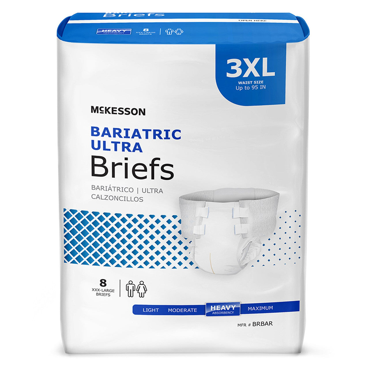 Incontinence Brief McKesson Ultra Bariatric Adult 3X-Large Unisex Disposable Heavy Absorbency- "78-95" (8/BG 4BG/CS)