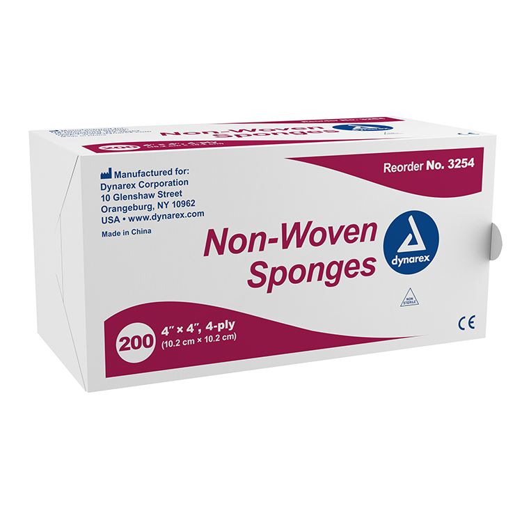 Non-Woven Sponge, 4" x 4", Non-Sterile (200 EA PER BOX, 10 BOXES PER CASE)