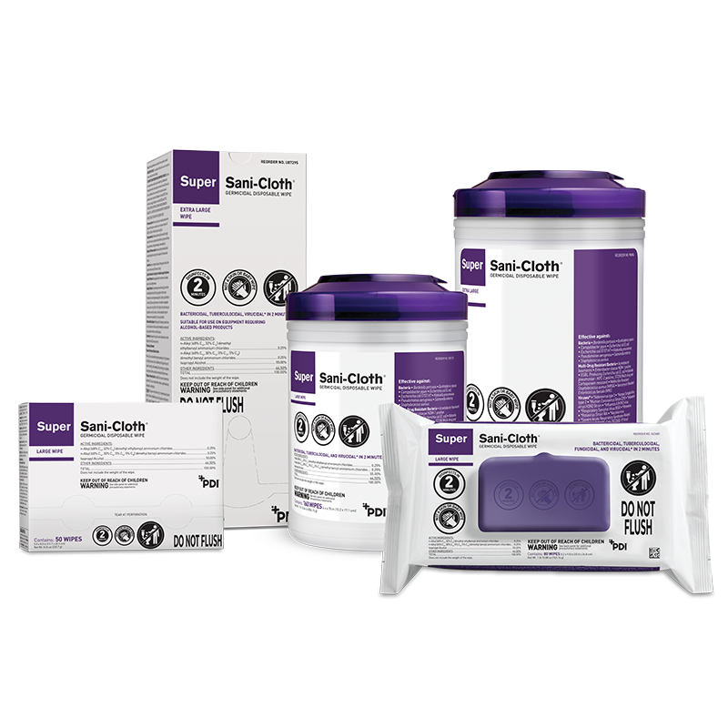 Super Sani-Cloth Germicidal Large Canister Purple Lid 160's - 12ea/cs