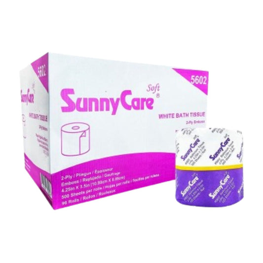 SunyCare 2 Ply Toilet Tissue 4.2in x 3.75in 100% Wood Pulp-TOILET TISSUE ,2 PLY 4.2IN x 3.75IN (500 SHEETS/ROLLE 96 ROLLS/CASE)