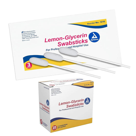 ProCure Swabstix Lemon Glycerine, 3’s 25/bx 10bx/cs