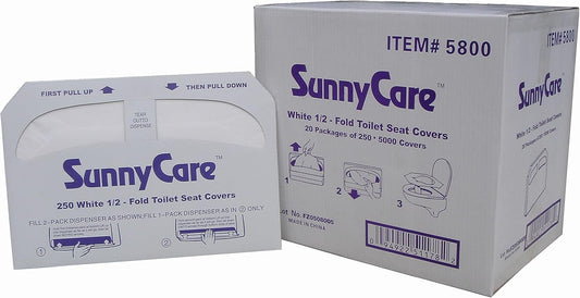 SunnyCare Premium Toilet Seat Cover-1/2 Fold white 250 pcs per pack 20 packs per case