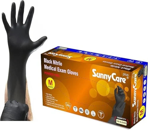 "Nitrile Exam Disposable Gloves, Powder Free Black, DISPOSABLE GLOVES (10 BOX/CASE 100 PCS/BOX)