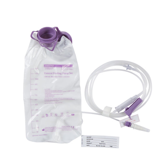 Amsure EnFit Enteral Pump Bag Set w/ "Transition" Connector1200cc 30ea/cs