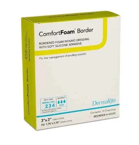 ComfortFoam Border Soft Silicone Foam Dressing 3"x3" 10ea/bx