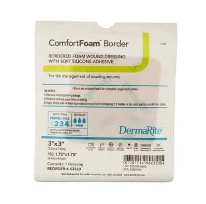 ComfortFoam Border Soft Silicone Foam Dressing 3"x3" 10ea/bx