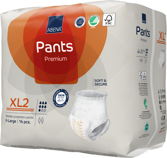 Absorbent Underwear Abena® Premium Pants XL2 Pull On with Tear Away Seams Adult X-Large Unisex Disposable Heavy Absorbency