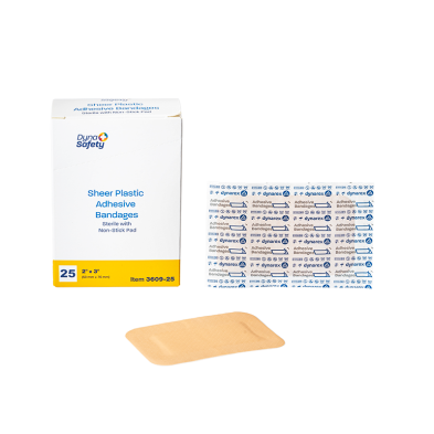 Sheer Plastic Adhesive Bandages - Sterile, 2” x 3” (25 EA PER BOX, 48 BOXES PER CASE)