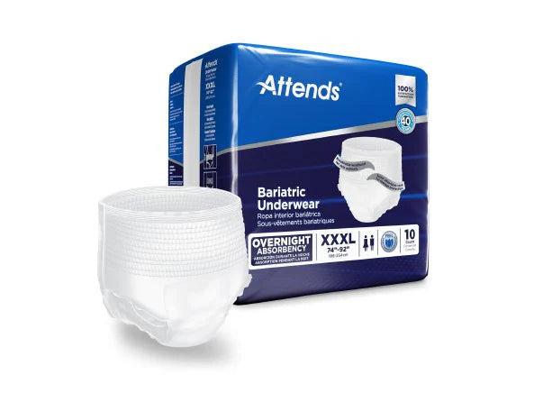 Unisex Adult Absorbent Underwear Attends® Bariatric Pull On with Tear Away Seams 2X-Large Disposable-(12/BG 4BG/CS)