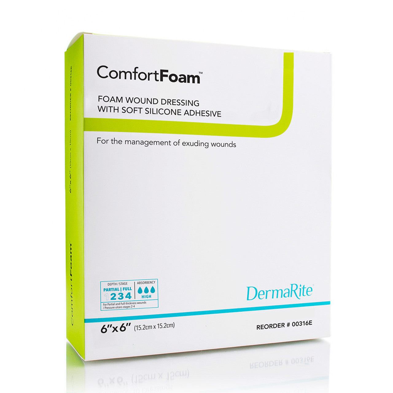 ComfortFoam Non-Border Soft Silicone Foam Dressing 6"x6" 10ea/bx