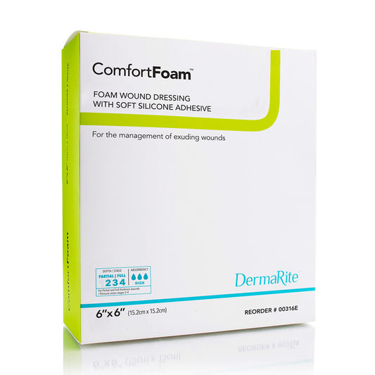 ComfortFoam Non-Border Soft Silicone Foam Dressing 6"x6" 10ea/bx