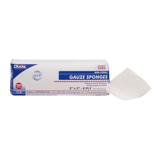 Gauze Sponges, 2"x2" 8-ply, N/S 200ea/bg 25bg/cs