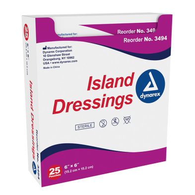 Island Dressing Sterile, 4" x 4"/6" x 6" (25 EA PER BOX, 6 BOXES PER CASE)