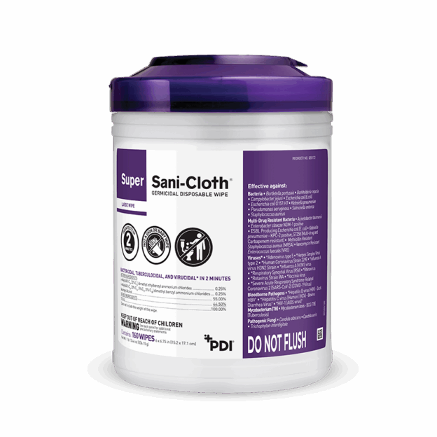 Super Sani-Cloth Germicidal Large Canister Purple Lid 160's - 12ea/cs