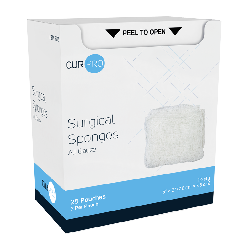 Surgical Gauze Sponge - Sterile 2's, 12 Ply, 3" x 3" (25PCS/BX, 48BX/CS)