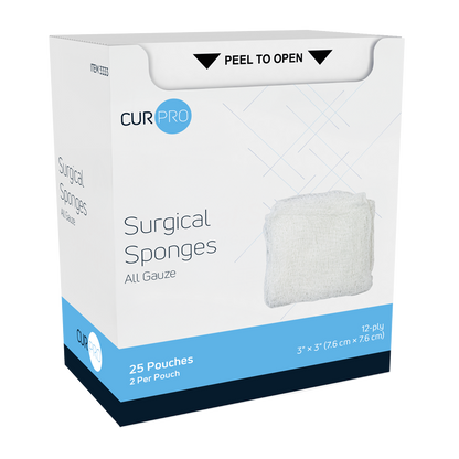 Surgical Gauze Sponge - Sterile 2's, 12 Ply, 3" x 3" (25PCS/BX, 48BX/CS)