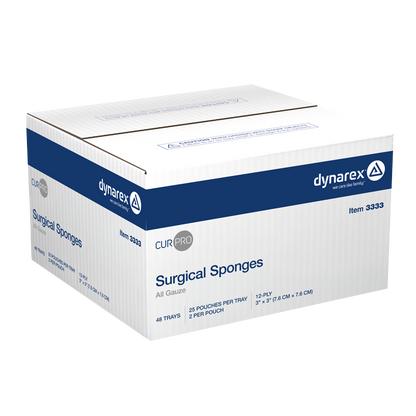 Surgical Gauze Sponge - Sterile 2's, 12 Ply, 3" x 3" (25PCS/BX, 48BX/CS)