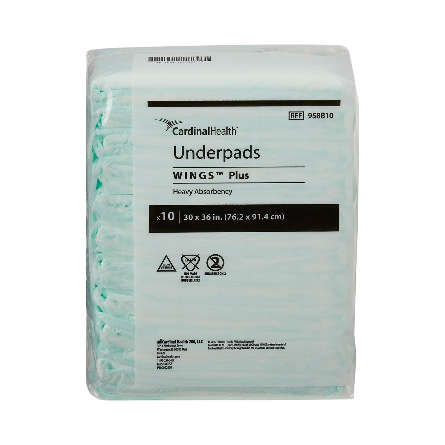 Underpad Wings Plus Heavy Absorbency 30"x 36" - 10ea/pk 5pk/cs