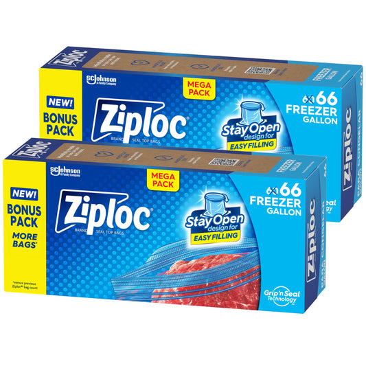 Ziploc Gallon Food Storage Bags, Stay Open Design with Stand-Up Bottom, Easy to Fill